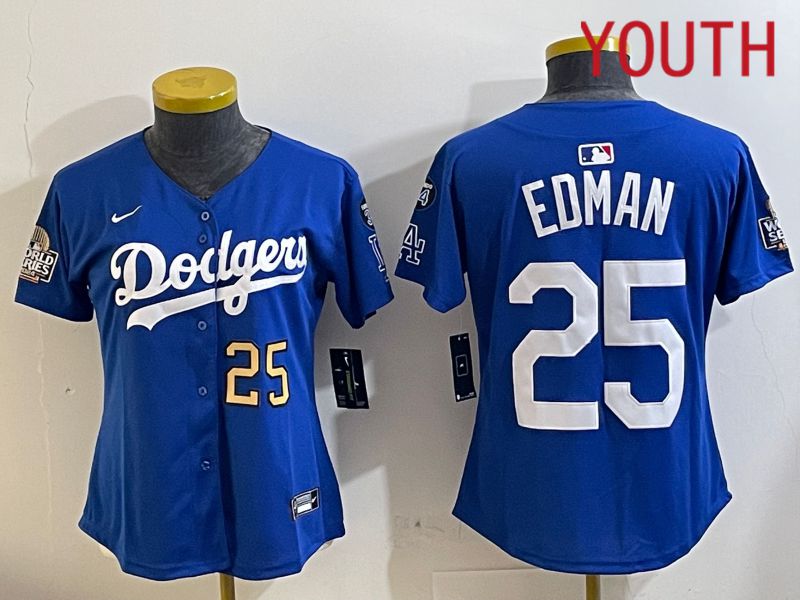 Youth Los Angeles Dodgers #25 Edman Blue Game 2024 Nike MLB Jersey style 11218